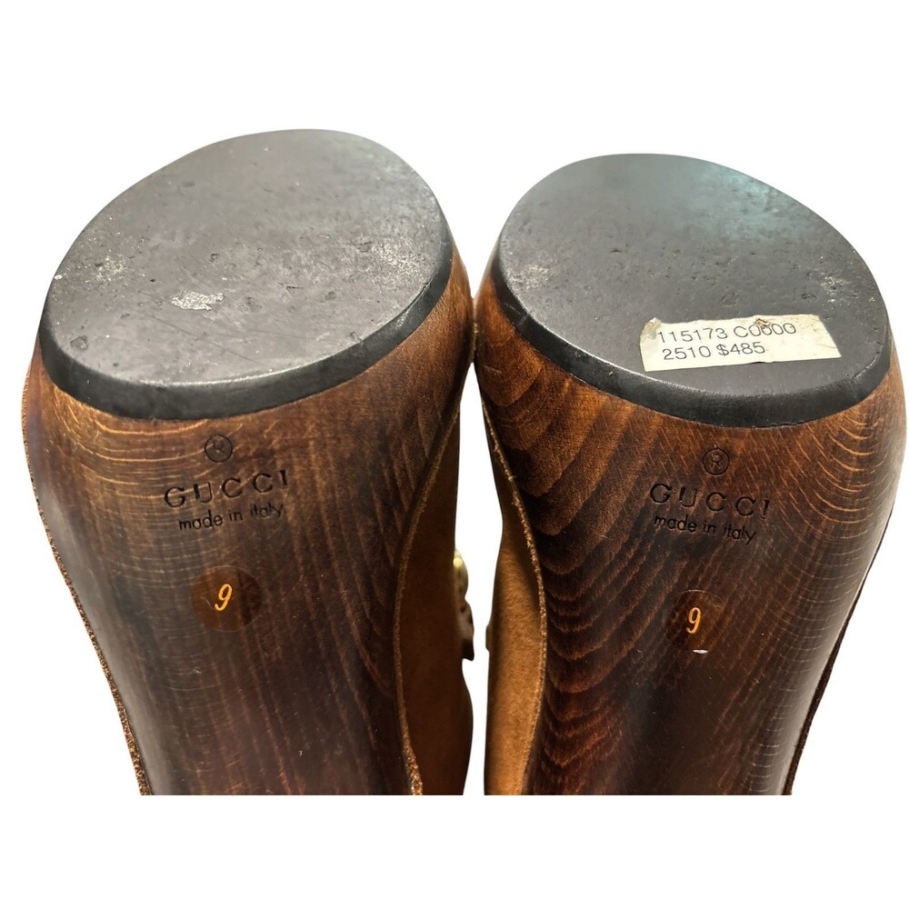 Y2K Gucci Brown Suede Horsebit Platform Mule Clogs Heels Size 7.5 Made in Italy - Picture 5 of 13